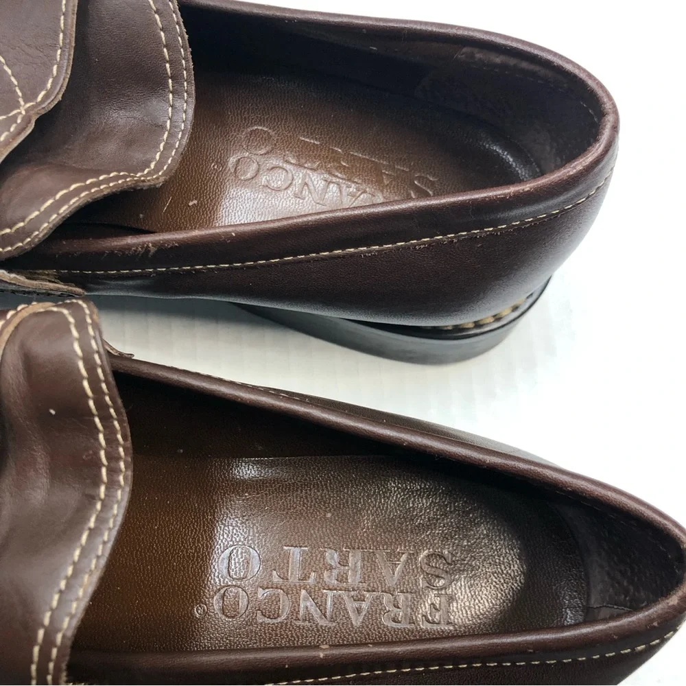 Franco Sarto Loafers Womens 8.5 Leather Upper Slip On Brown